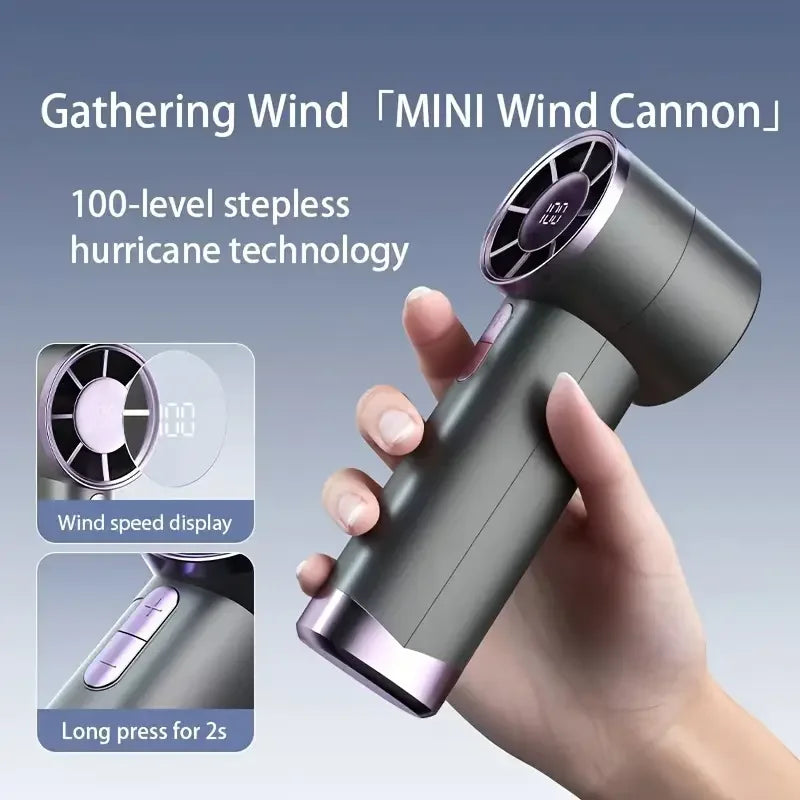 Quiet 5-Speed Handheld Fan - Compact USB Rechargeable Mini Fan with Digital Display, Lanyard - Perfect for Outdoor, Use & Gifts