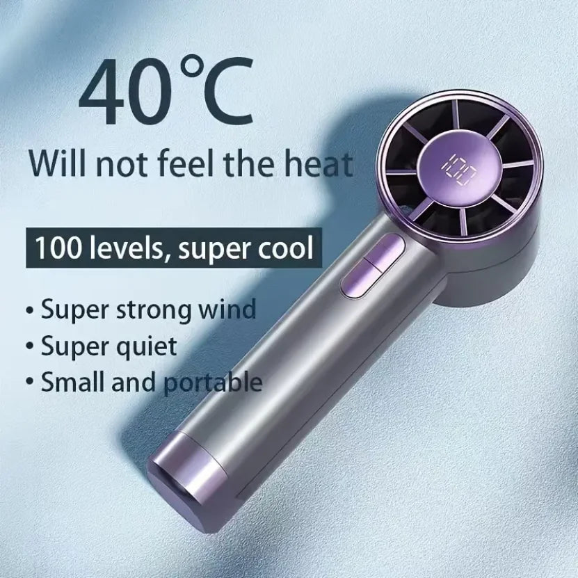 Quiet 5-Speed Handheld Fan - Compact USB Rechargeable Mini Fan with Digital Display, Lanyard - Perfect for Outdoor, Use & Gifts